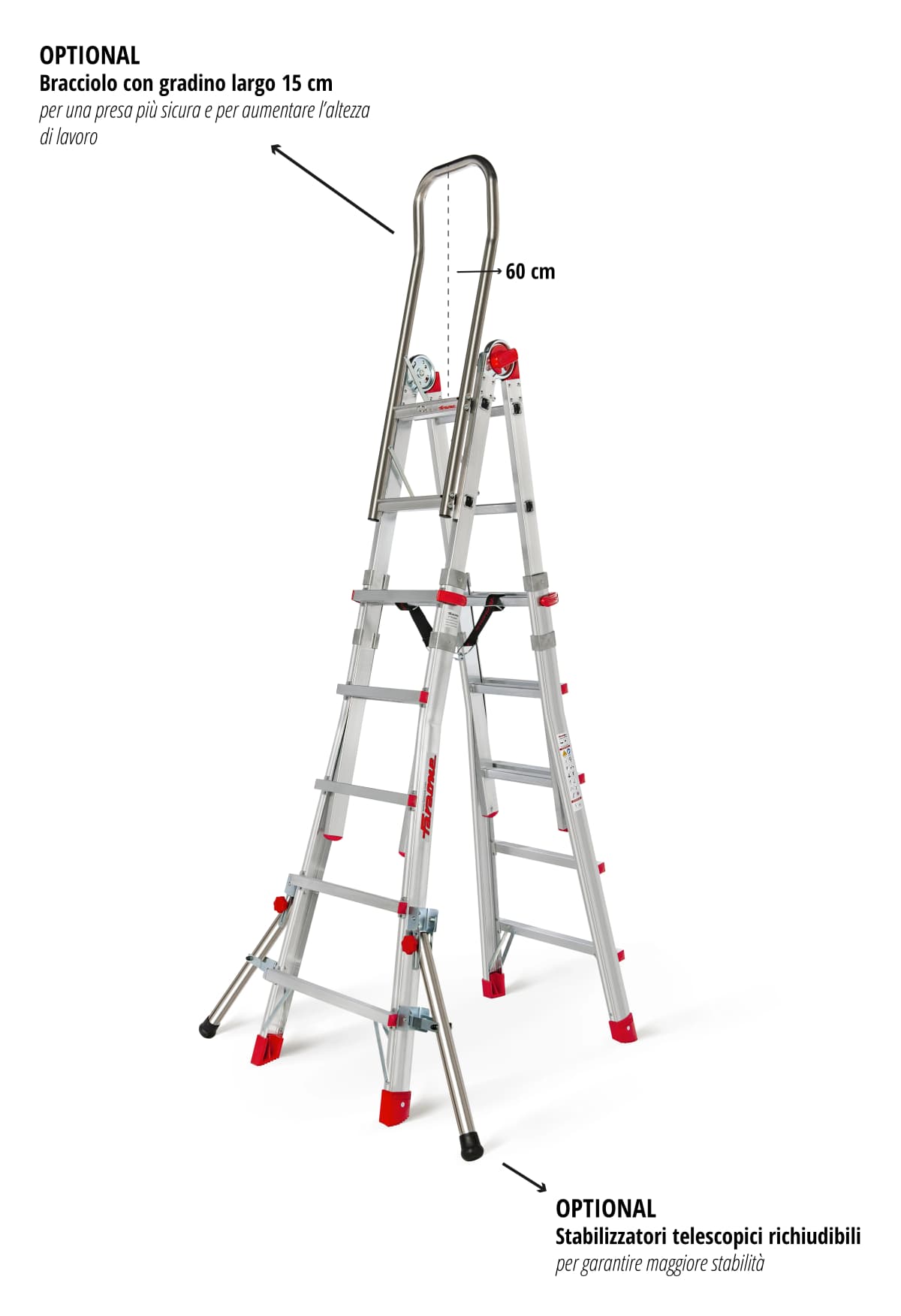 Телескопическая лестница Faraone SUPER 8+8 ступеней TELES.T4S