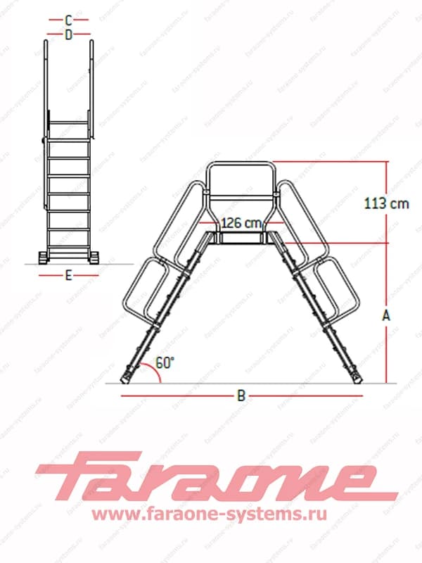 Лестница мост 3 ступени Faraone Scala System SP 60.1 ширина 60 см угол 60° SP60.3