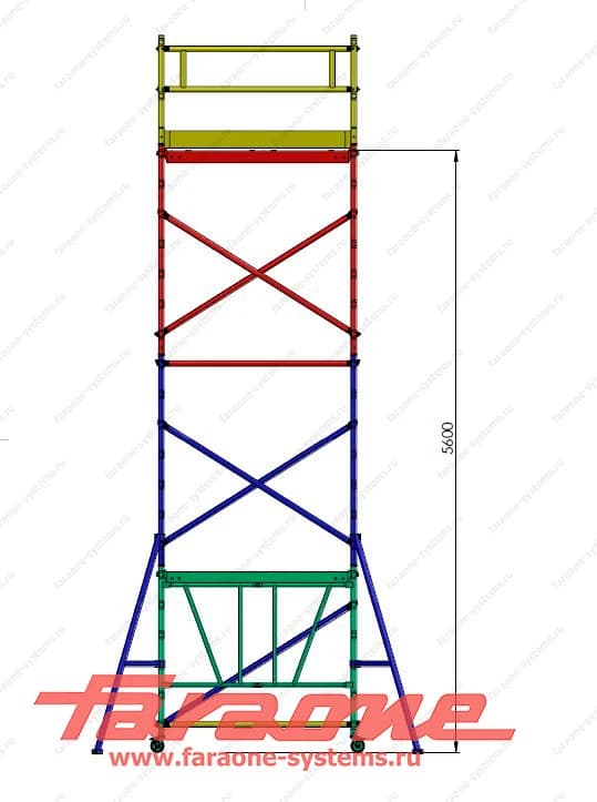Передвижная вышка FaraoneCOMPACT XS 6,6 м (75x160 см) Pakiet A + B + C+ D, COM 160XS.ABC