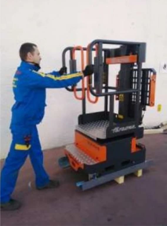 Система для спуска подъемника с платформы без вилочного погрузчика E5PALLET2
