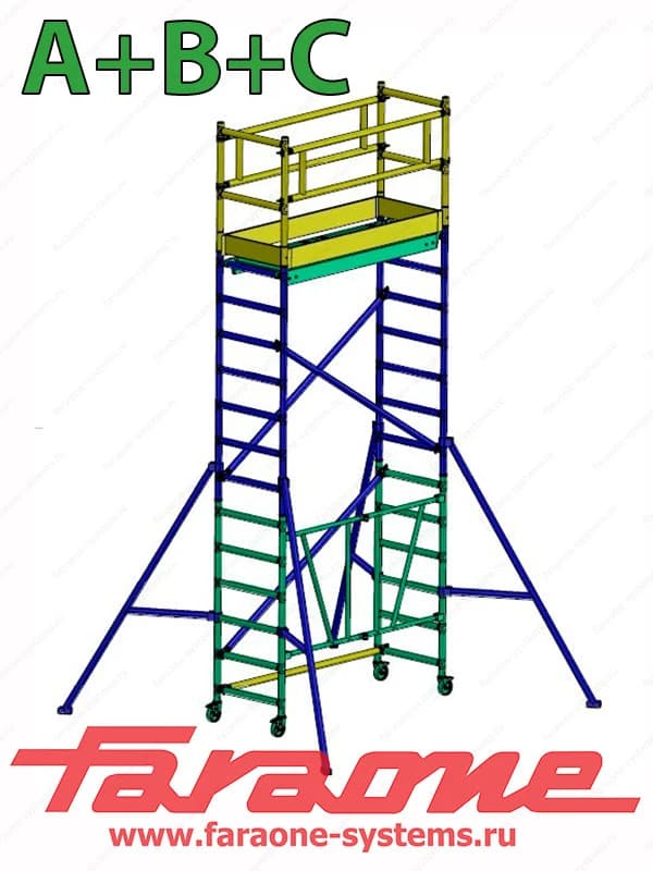 Передвижная вышка Faraone Compact 4,7 м (75x180 см) Pakiet A + B + C COM180ABC